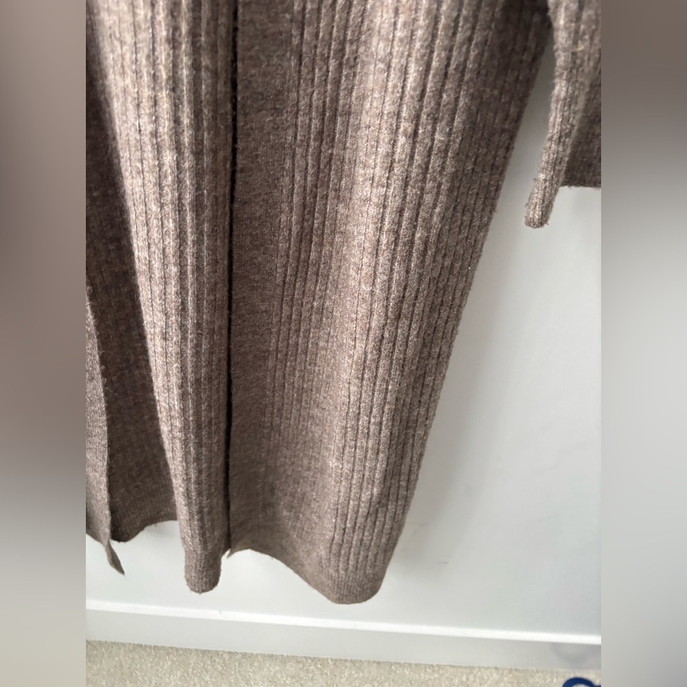H&M Long Ribbed Duster Cardigan Balloon Sleeve Cozy Layer L - Picture 7 of 10